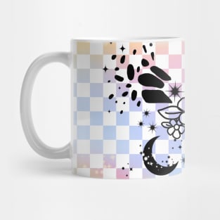 Butterfly drawing on Pastel Checkerboard Mug